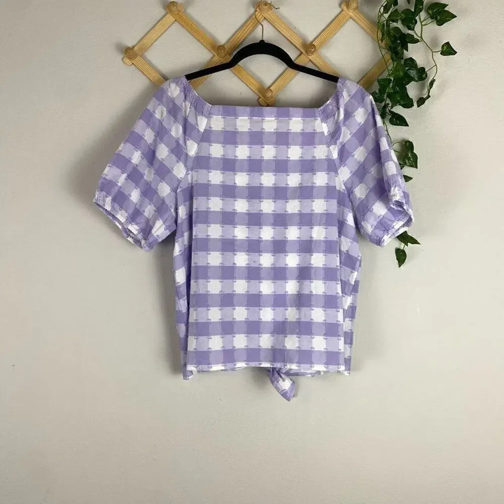 NWOT | LOFT Gingnam Square Neck Tie Front Top D99